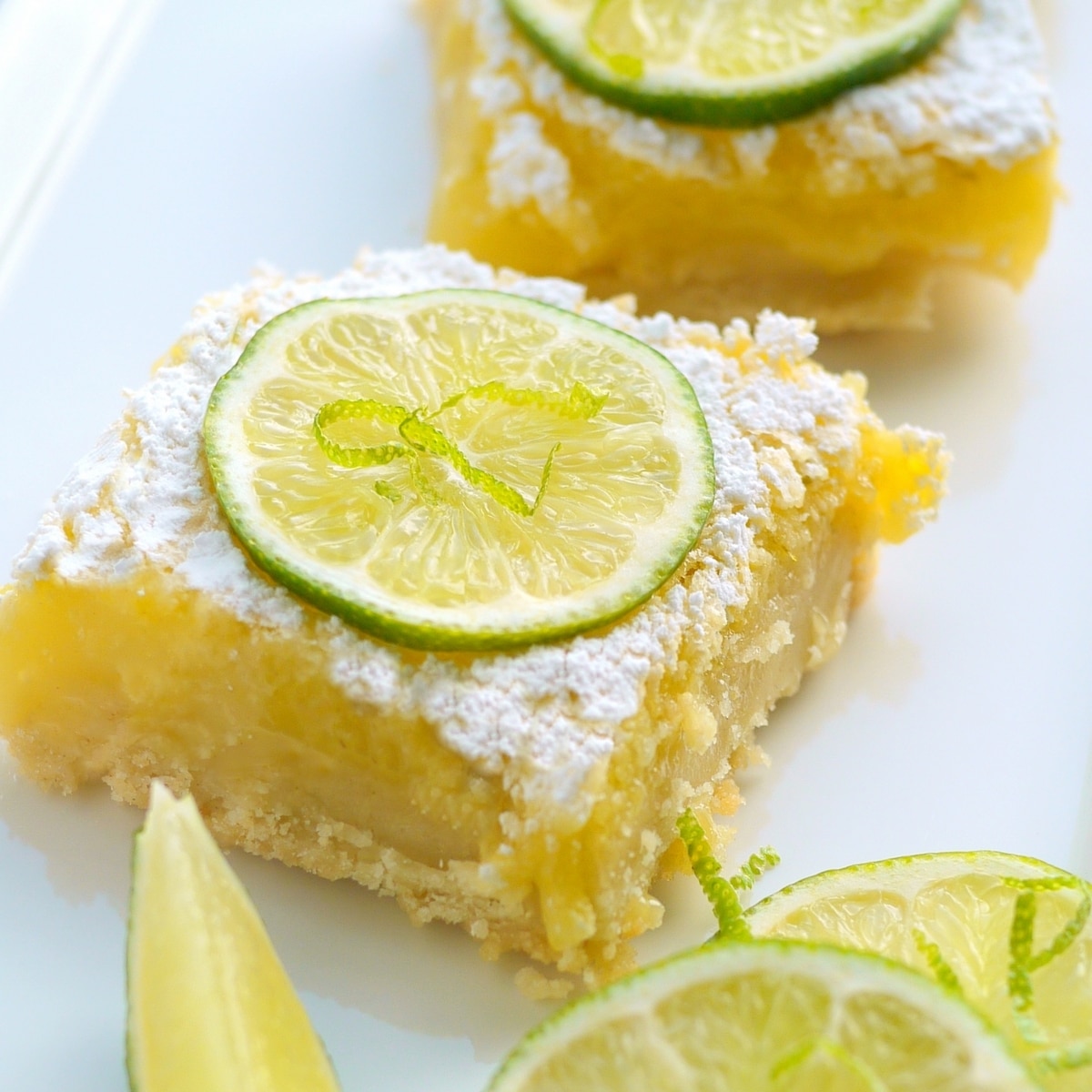 The best lime bars ready to eat. The best lime bars overhead view.