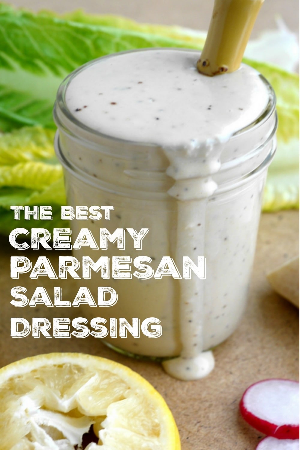 Make your salads stand out with the best creamy Parmesan salad dressing. This fresh and flavorful dressing is the perfect complement to crunchy greens and all your favorite salad fixings. via @cmpollak1