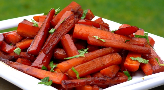 Pomegrante Balsamic Glazed Carrots