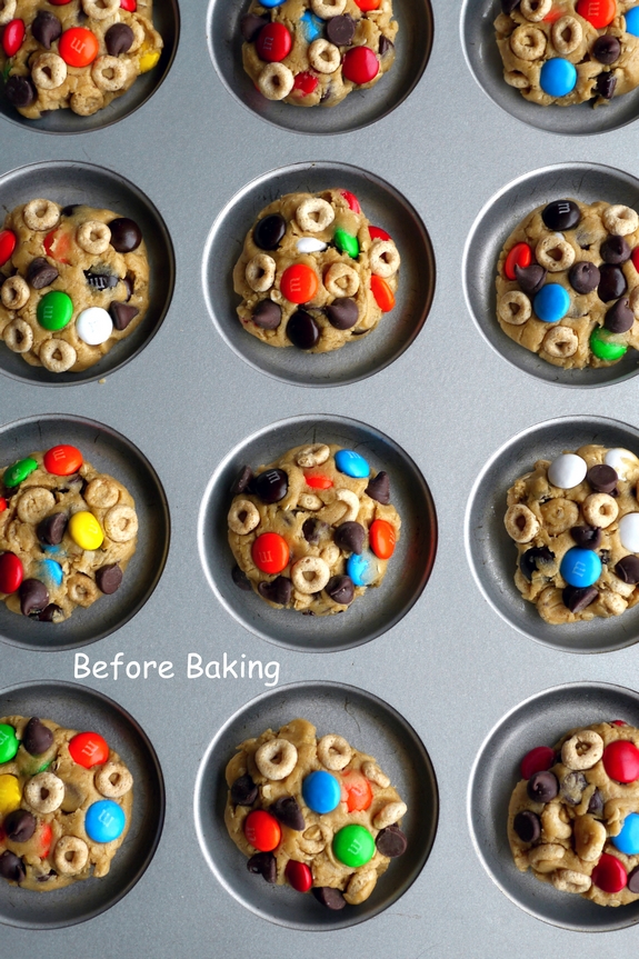 Soft Baked Cheerio Monster Cookies, before baking