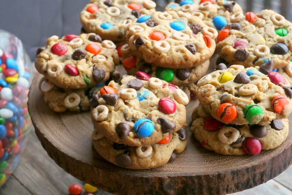 Soft Baked Cheerio Monster Cookies
