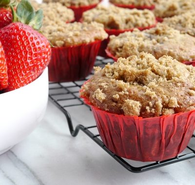 Bakery Style Strawberry Yogurt Crumb Muffins