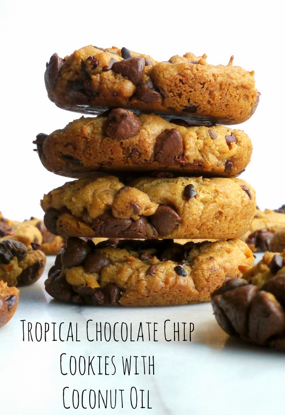 Tropical Chocolate Chip Cookies with Coconut Oil from NoblePig.com