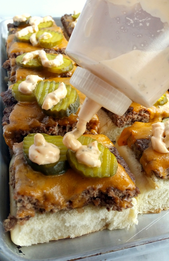 Sheet Pan Sliders with Copykat Big Mac Sauce