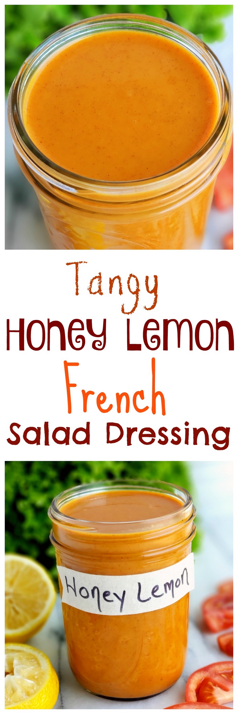 Jazz up your favorite salad with this semi-homemade Tangy Honey Lemon French Salad Dressing . This zippy salad dressing is tastebud tingling and comes together quickly with staple ingredients. via @cmpollak1