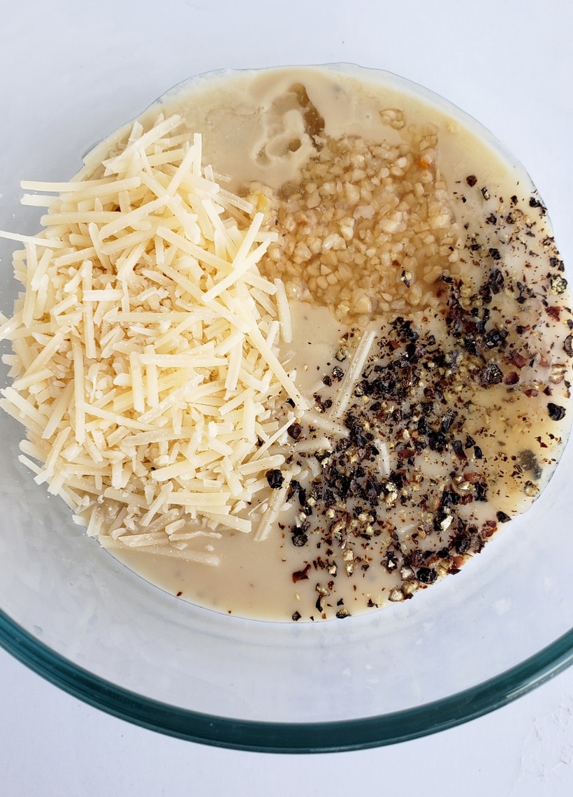 Bowl of salad dressing ingredients.
