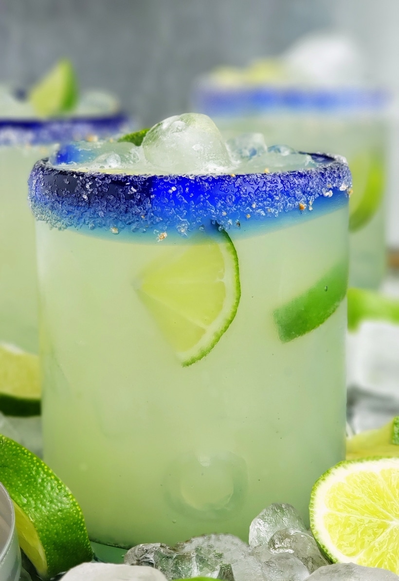 Close-up of agave margarita in a glass.