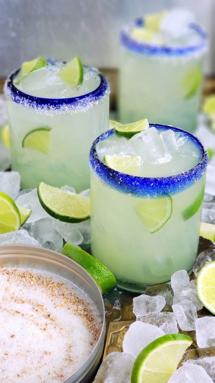 Agave margaritas in three glasses.