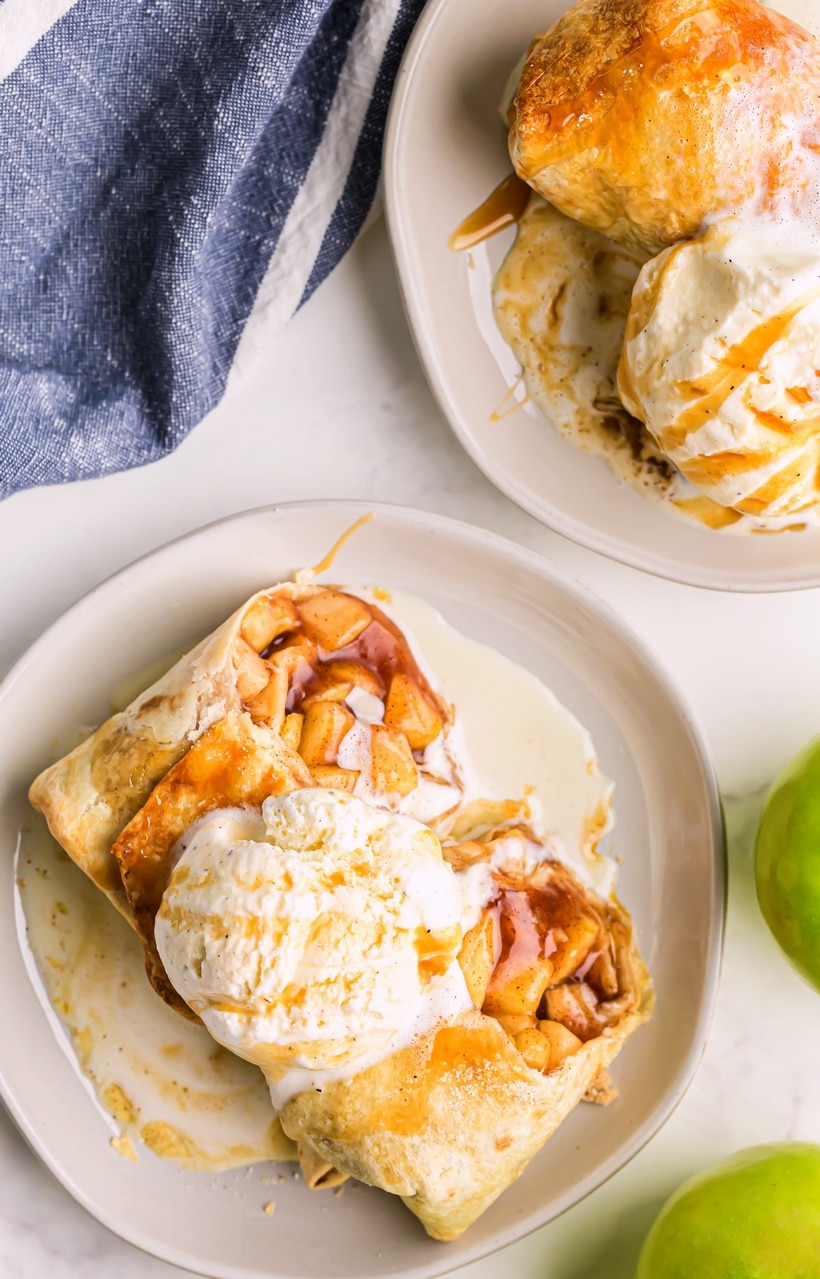 Air fryer desserts are all the rage and these Air Fryer Apple Pie Chimichangas are an easy way to enjoy apple pie without all the fuss. dessert chimichangas