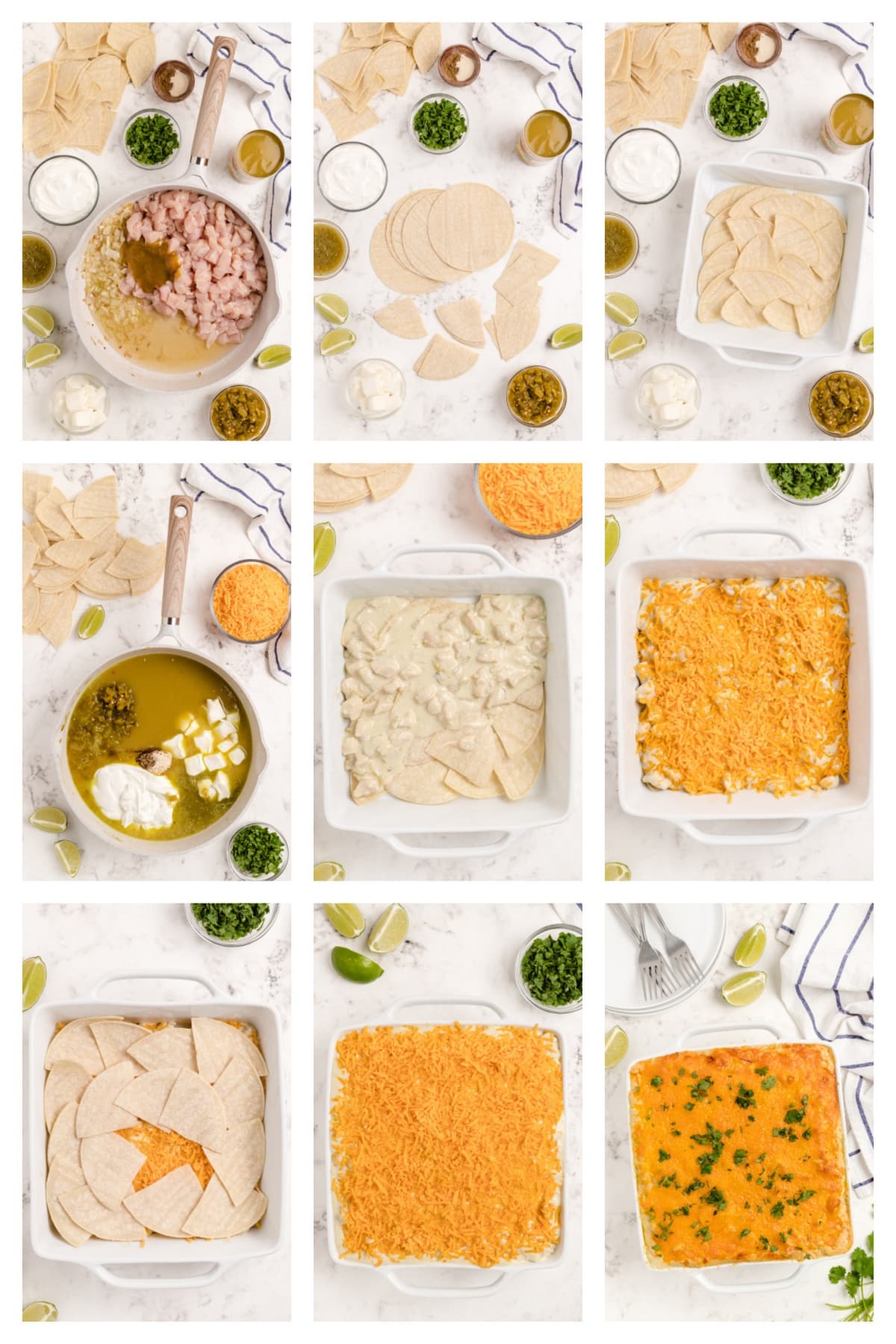 How to make Green Chile Chicken Enchilada Casserole step-by-step Step-by-step process for making the casserole