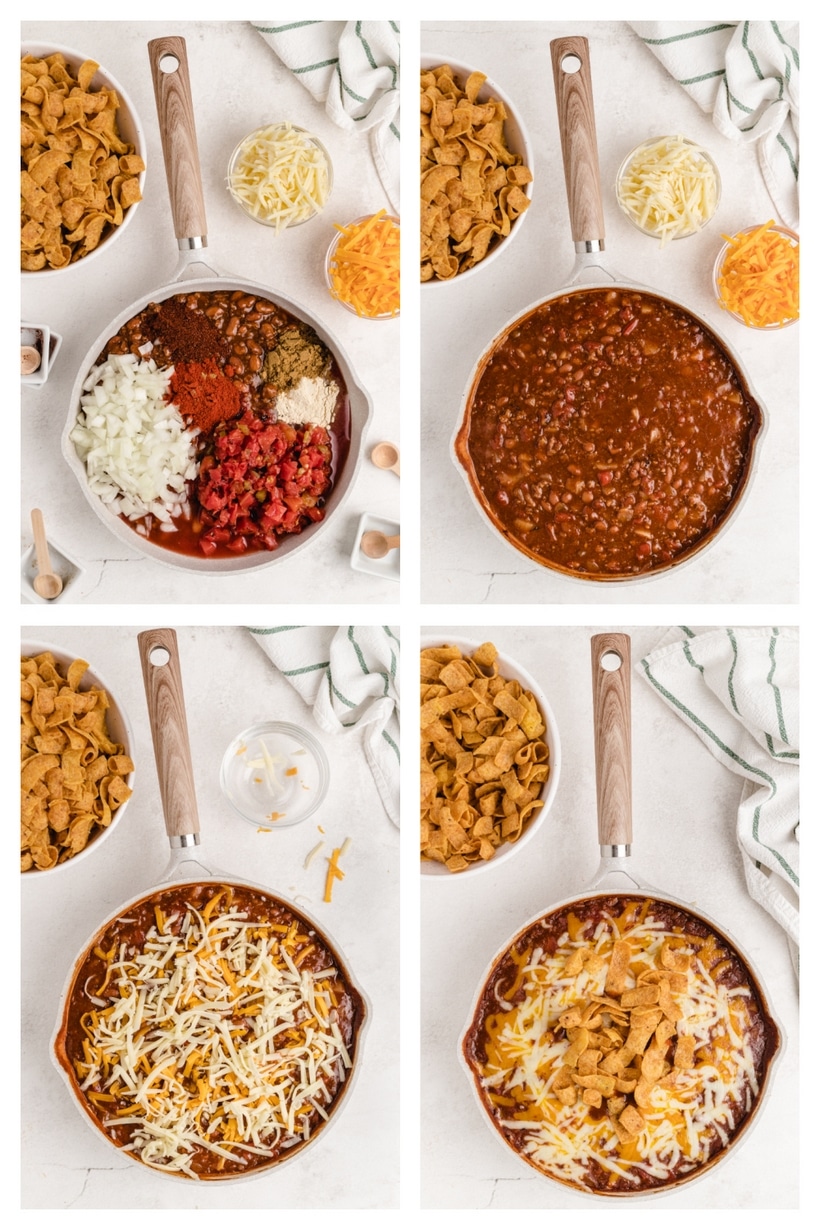 When I need a quick and easy meal (think fifteen minutes), I love making this super simple Frito pie right on the stove top. I use canned chili, unless I have a batch of leftover homemade chili available. It's the best and kids love it too. how to make it