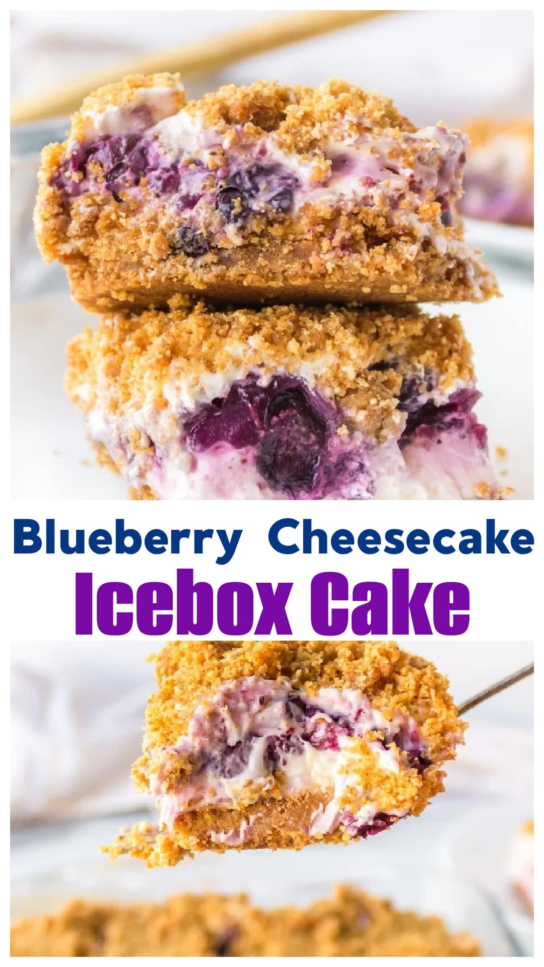 Cold, creamy, and full of blueberry flavor — this no-bake cheesecake icebox cake is what I make when I want a chilled dessert that slices clean and holds up in the fridge. It’s layered with graham crackers, a smooth cream cheese filling, and a homemade blueberry topping. This one sets overnight and comes out looking like you planned ahead. via @cmpollak1