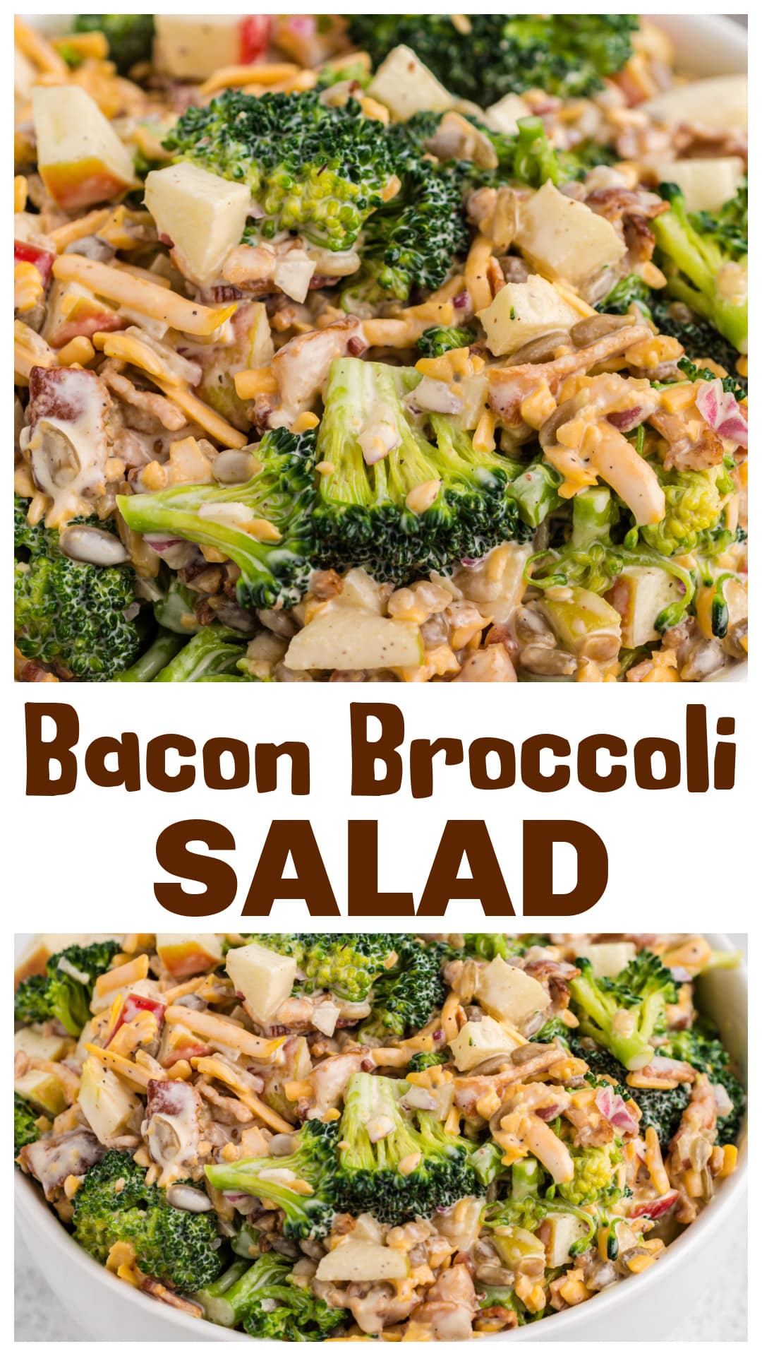 This bacon broccoli salad is crunchy, creamy, and packed with flavor. Fresh broccoli, crisp apples, smoky bacon, and sunflower seeds are tossed in a tangy, slightly sweet dressing. It’s an easy, make-ahead side that works for potlucks, meal prep, or weeknight dinners. Customize it with your favorite cheese or nuts, and let it chill for the best flavor. Simple, delicious, and always a hit! via @cmpollak1
