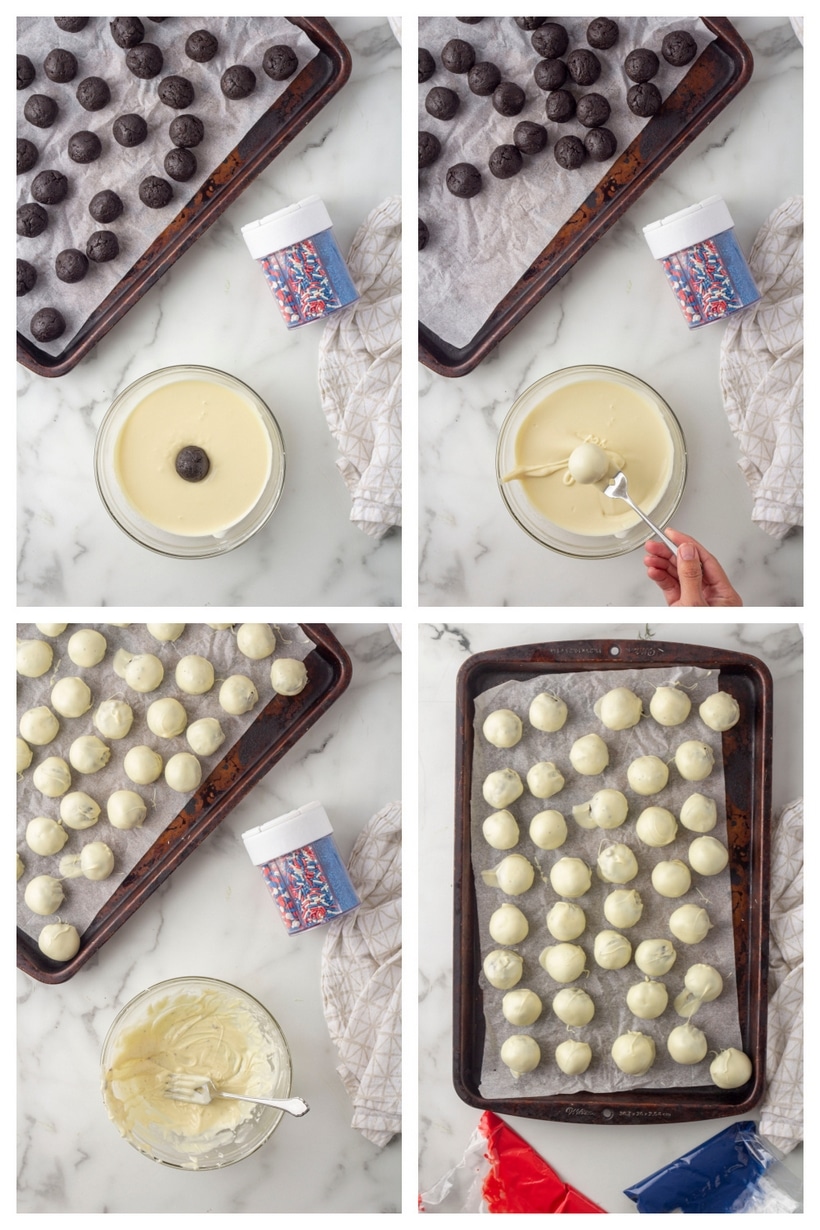Patriotic Oreo Balls - they're a fine line between cookie and candy, but festive all the same. oreo balls recipe