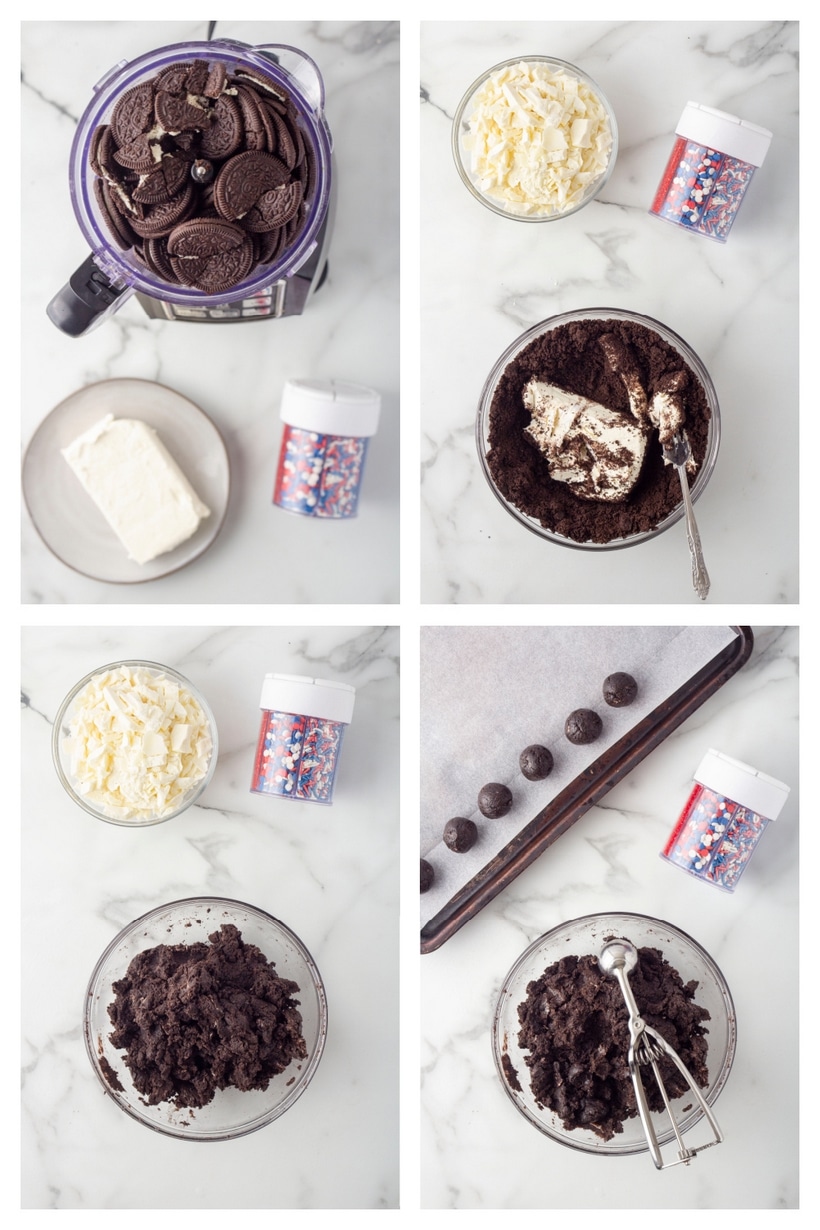 Patriotic Oreo Balls - they're a fine line between cookie and candy, but festive all the same. making oreo balls