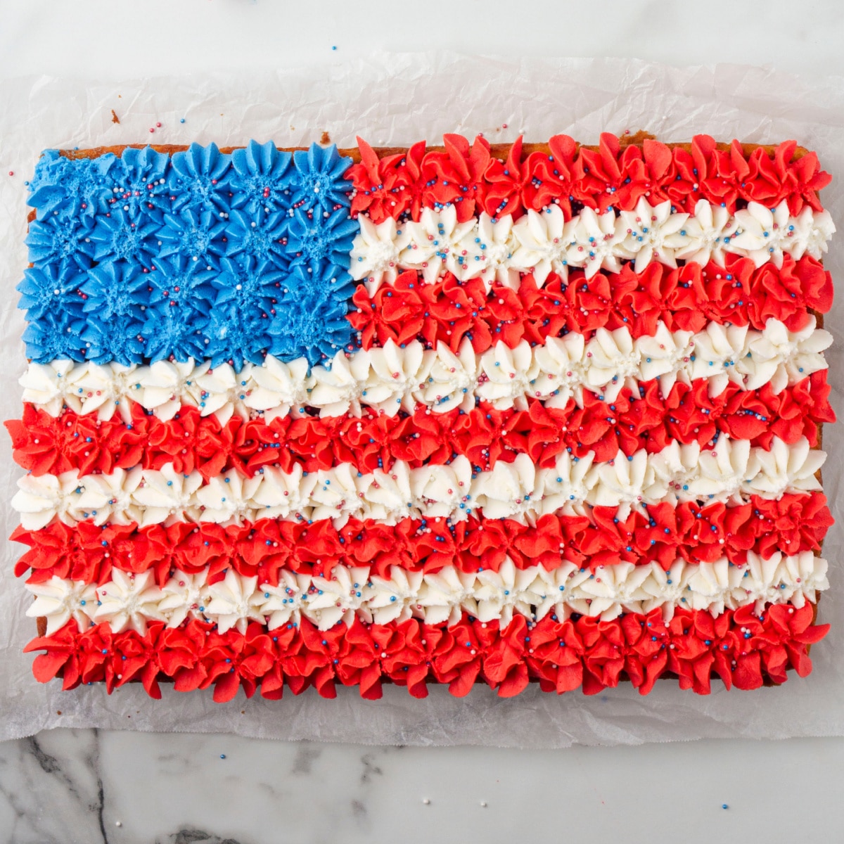 Buttercream Flag Cake (Simple 4th of July Party Dessert)