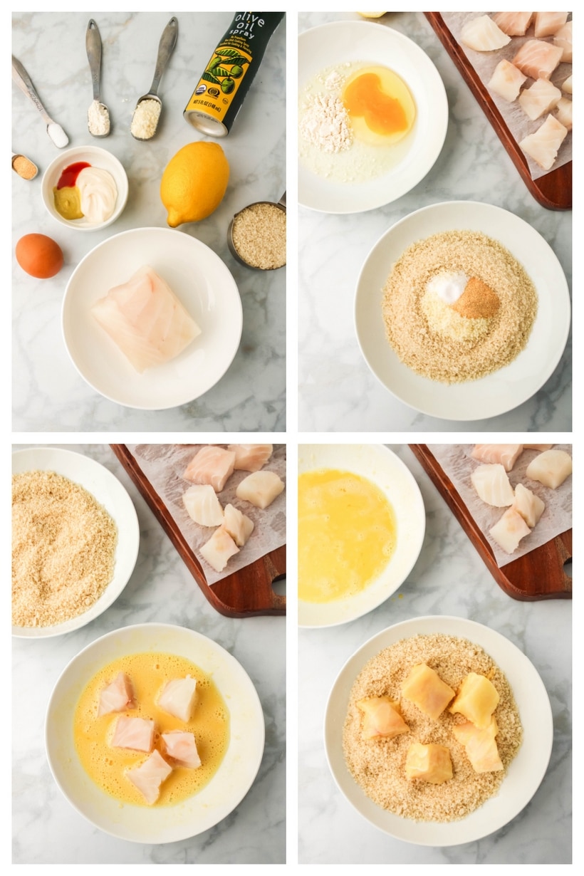 Deliciously flakey fish nuggets made right in your air fryer. These crunchy bites just might replace your kid's chicken nuggets all-together. Air Fryer Fish Nuggets