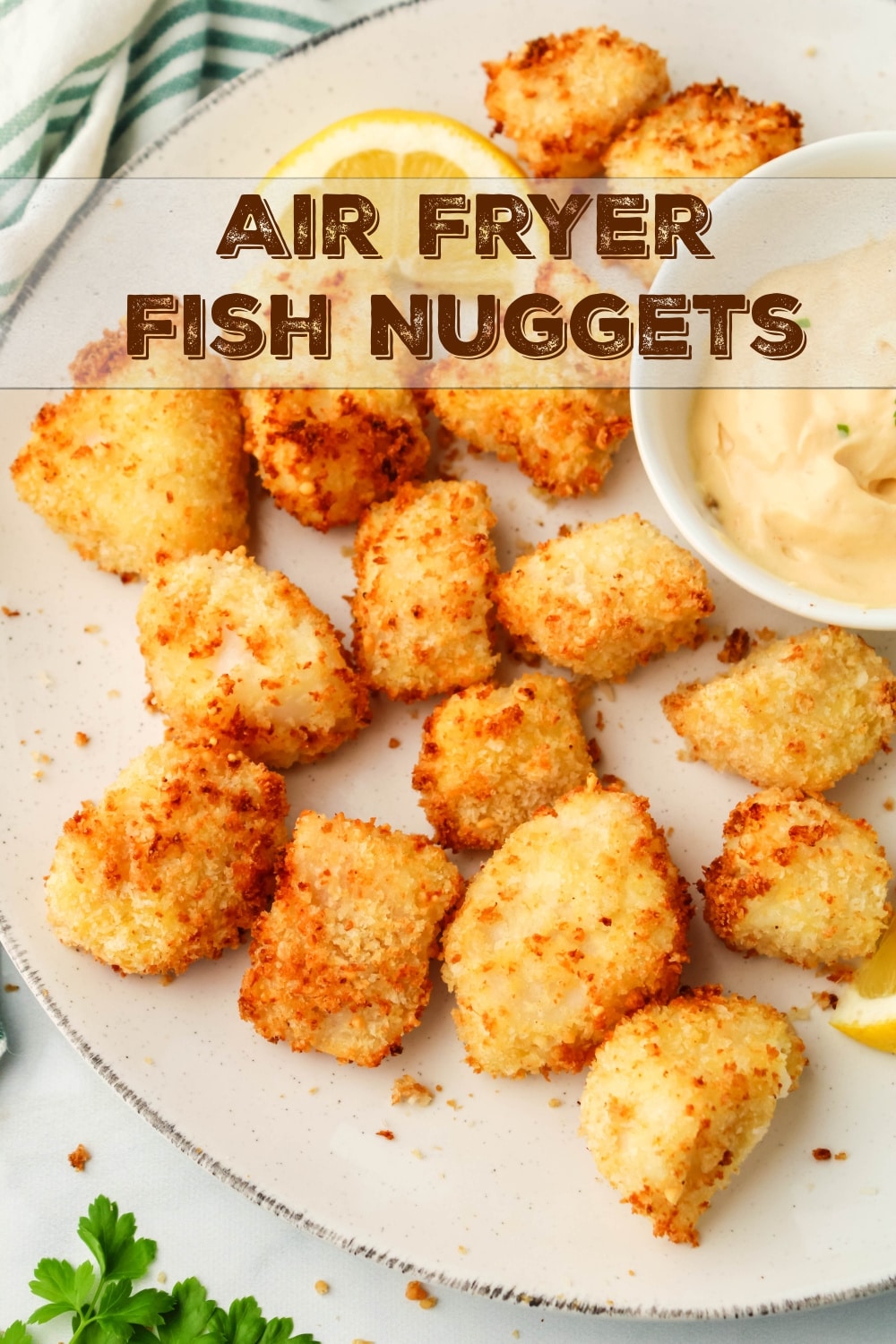 Deliciously flakey fish nuggets made right in your air fryer. These crunchy bites just might replace your kid's chicken nuggets all-together. via @cmpollak1