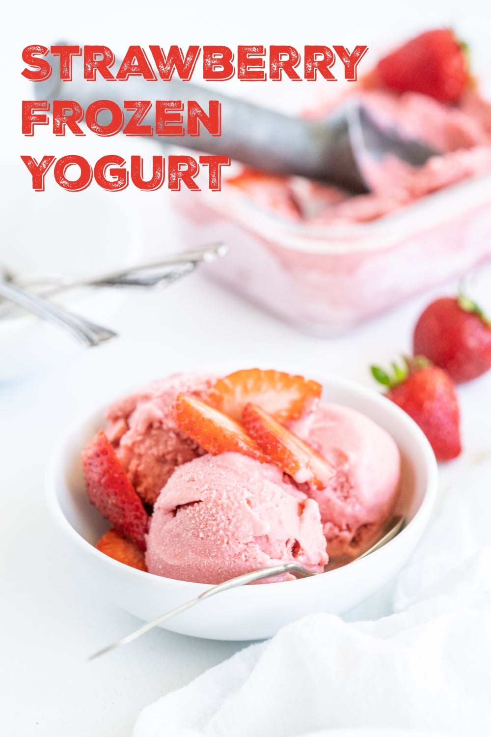 With just five ingredients and ten minutes of your time, this strawberry frozen yogurt is perfect for satisfying your sweet tooth. via @cmpollak1