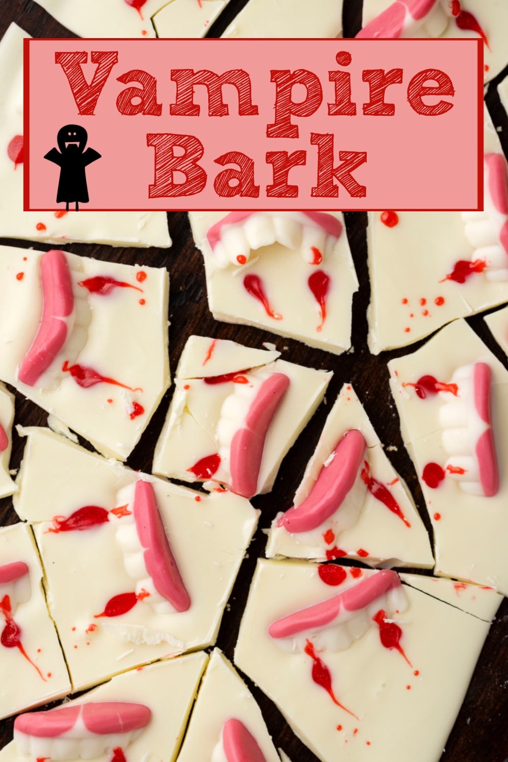 This spooky vampire chocolate Halloween bark is all about smooth white chocolate with a spooky red drizzle and gummy vampire fangs. It’s a simple, fun treat that’s perfect for Halloween, and just as easy as it is eye-catching. via @cmpollak1