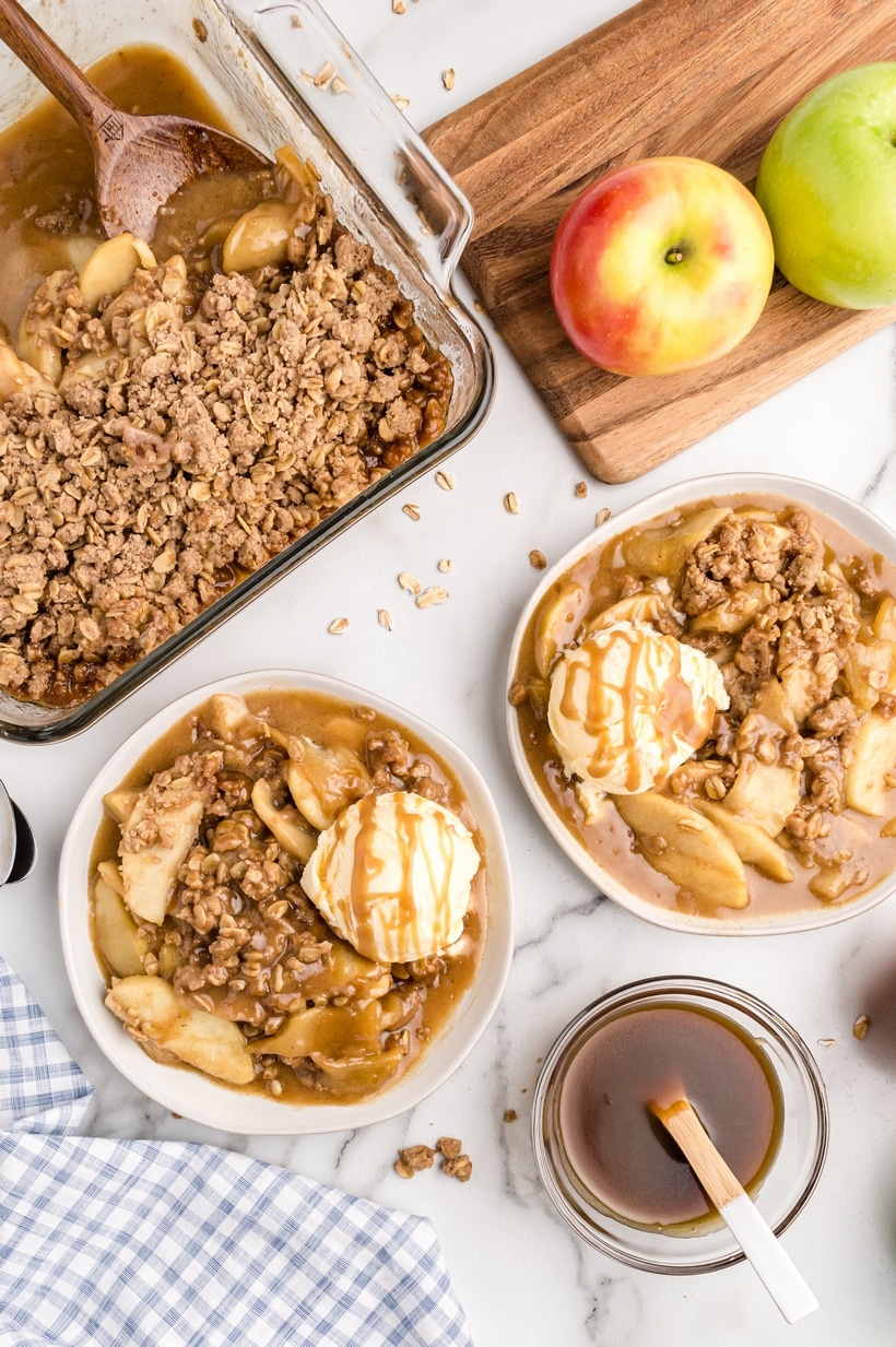 apple crisp with homemade butterscotch