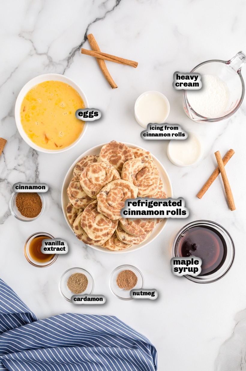 Wake up to the aroma of freshly baked cinnamon rolls with this easy cinnamon roll casserole recipe, perfect for feeding a hungry crowd! Made with Pillsbury refrigerated cinnamon rolls, this easy brunch recipe is simple to put together and an easy breakfast everyone loves. recipe ingredients that include Pillsbury cinnamon rolls