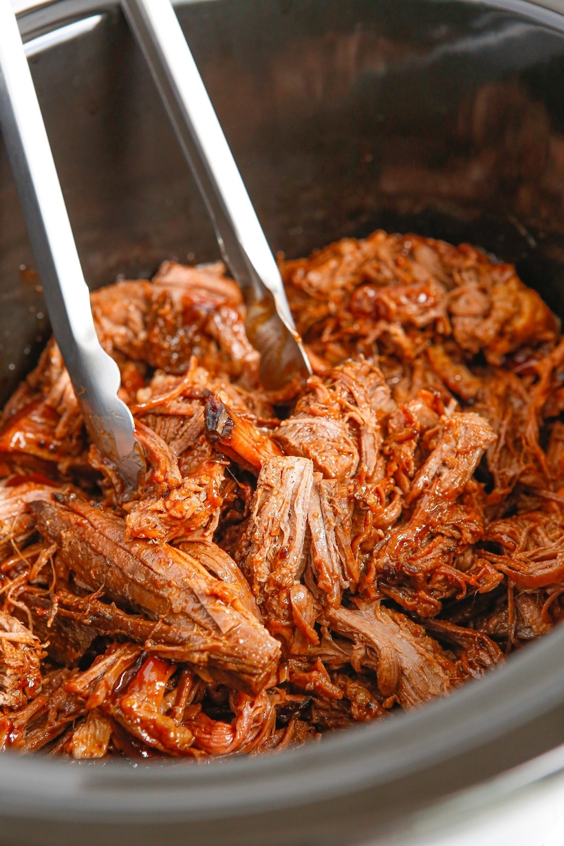 slow cooked beef in the slow cooker