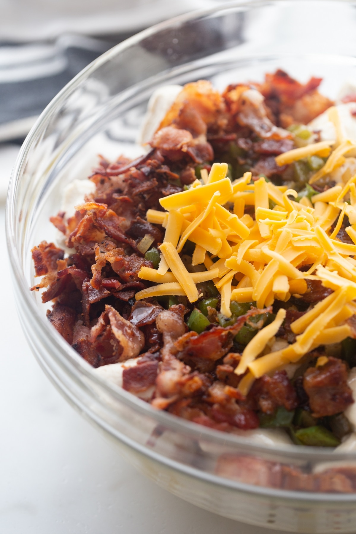 Pull-Apart Bacon Bread ingredients like bacon and cheese cheese and bacon for pull-apart bacon bread recipe or savory monkey bread