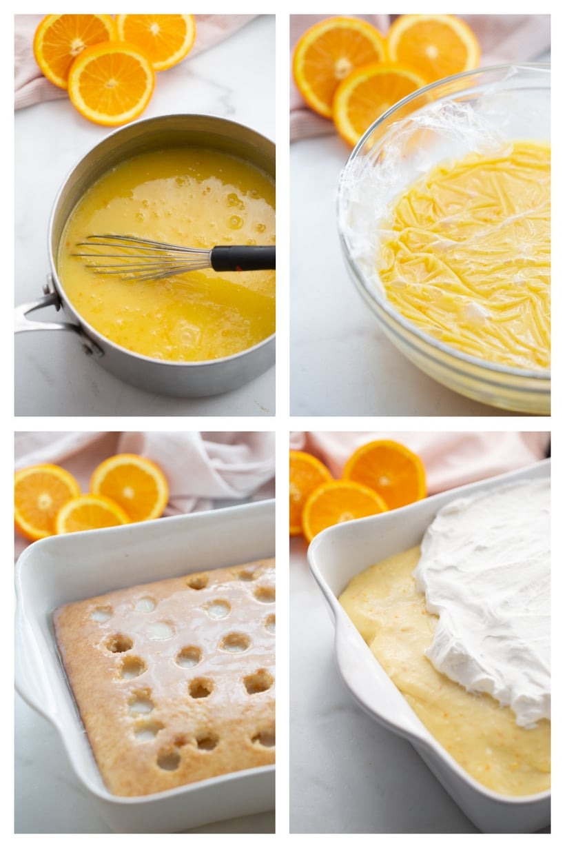 This just might be the dreamiest version of Orange Creamsicle Poke Cake thanks to the addition of cream of coconut incorporated into the cake batter. The layer of intense orange curd adds brightness, while injecting a zesty taste in every bite. This is going to be your favorite poke cake recipe. creamsicle cake