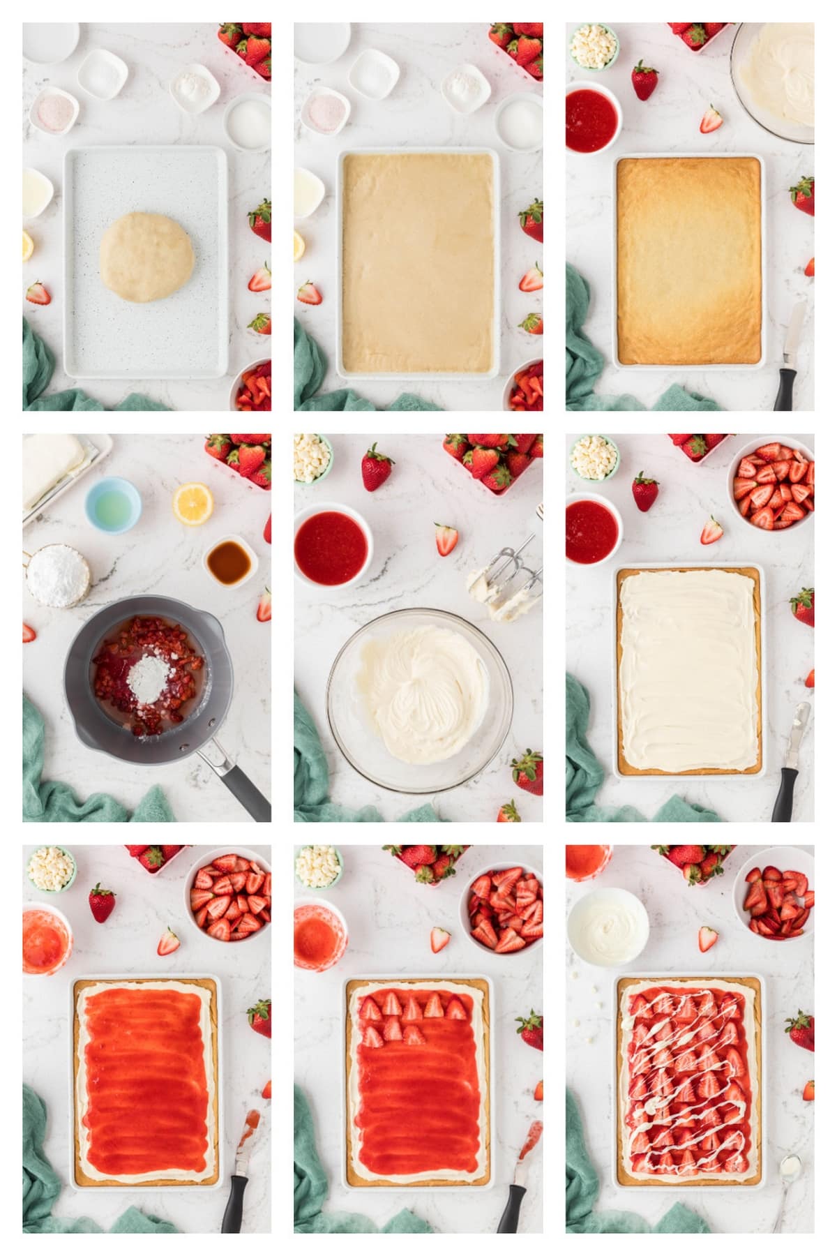 Making strawberry pizza is such a fun process. It’s basically a bright, colorful take on a super easy, light, and airy fruit galette. Seriously, one bite of this gorgeous dessert and you'll be planning to make it again in no time. how to make it