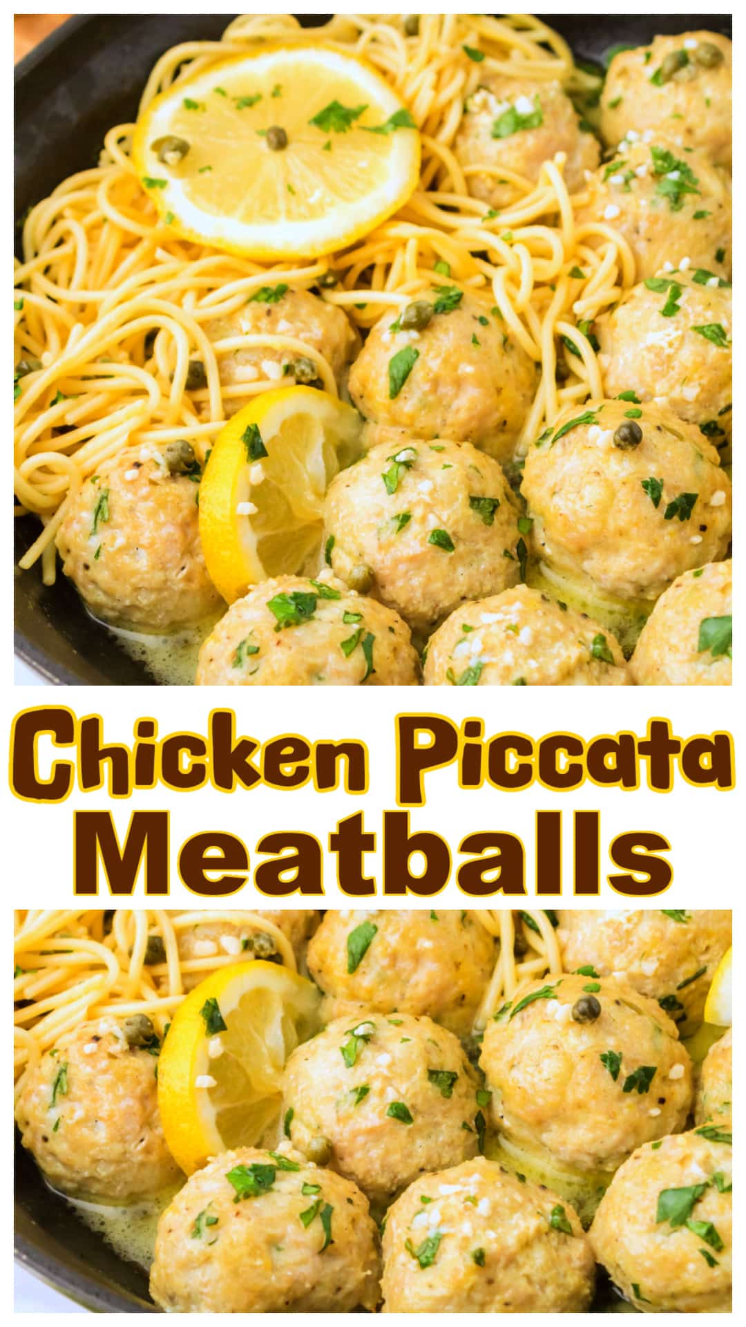 Baked chicken piccata meatballs with a lemon-caper sauce. Ground chicken, Parmesan, and no pan-frying—easy, flavorful, and good over pasta. via @cmpollak1
