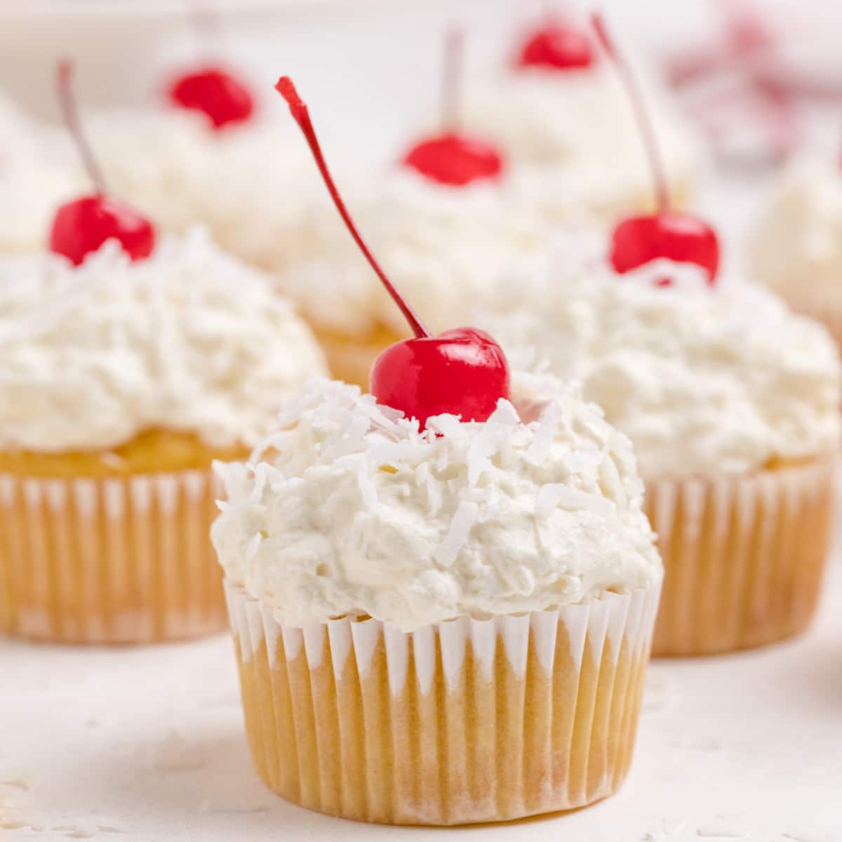 Piña Colada Cupcakes with Coconut Whipped Cream