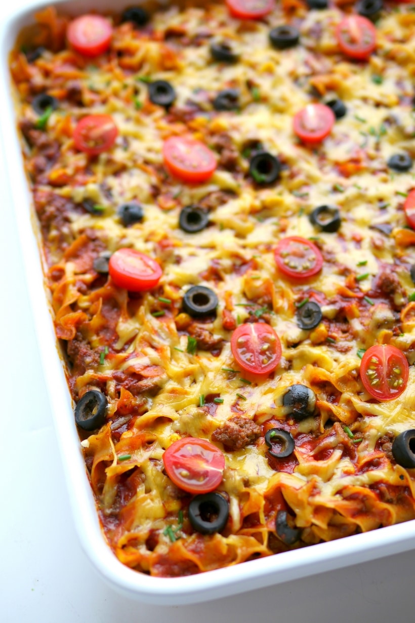 This Taco Noodle Casserole will have your family running to the dinner table. taco noodle casserole
