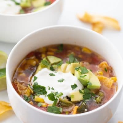 corn and salsa tortilla soup