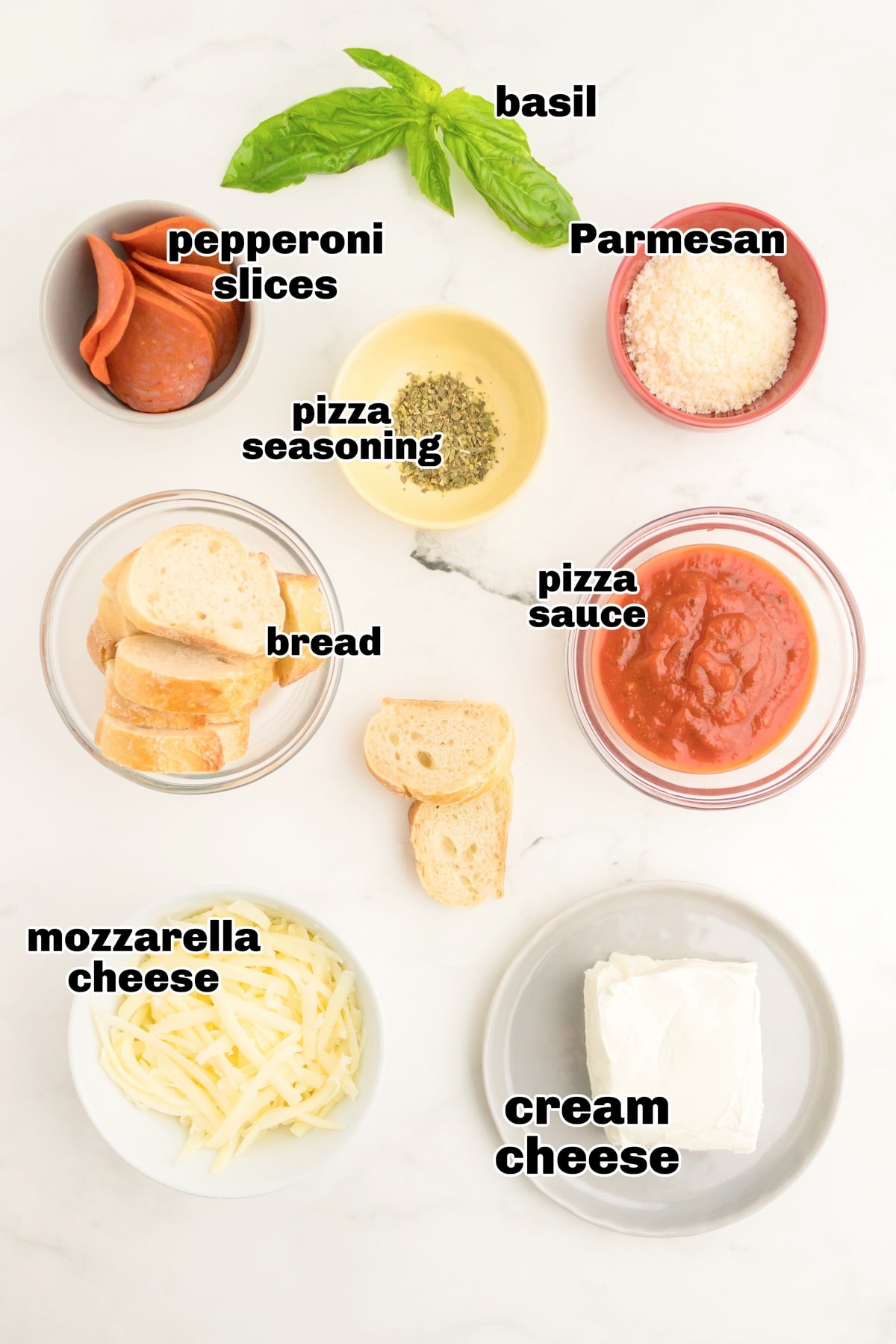 Ingredients for pizza dip. ingredients