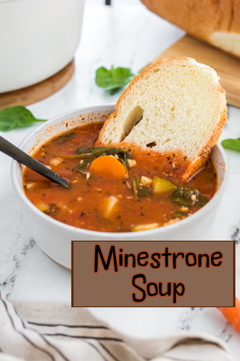This Italian-inspired minestrone soup is packed with hearty veggies, beans, and pasta— it's comforting, filling, and just the thing for a chilly day. via @cmpollak1
