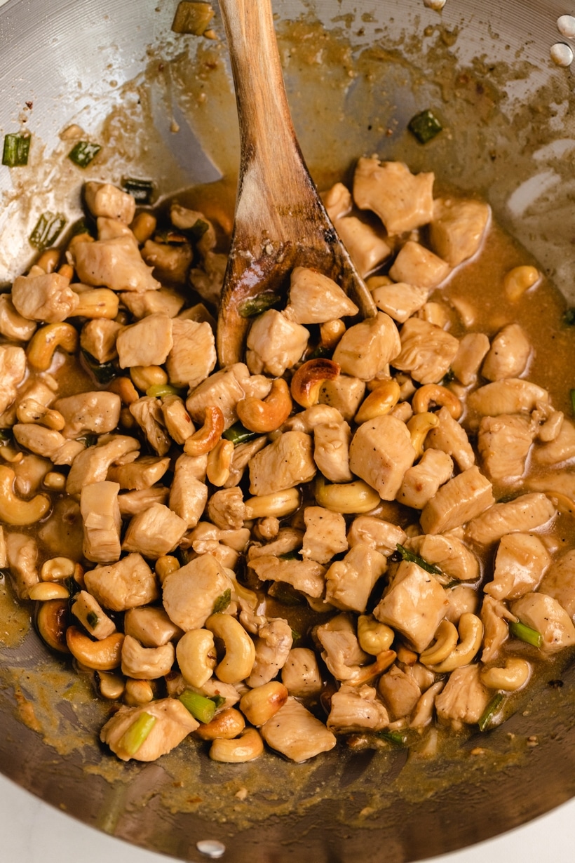 Kung Pao Chicken with simple ingredients. kung pao chicken in a wok