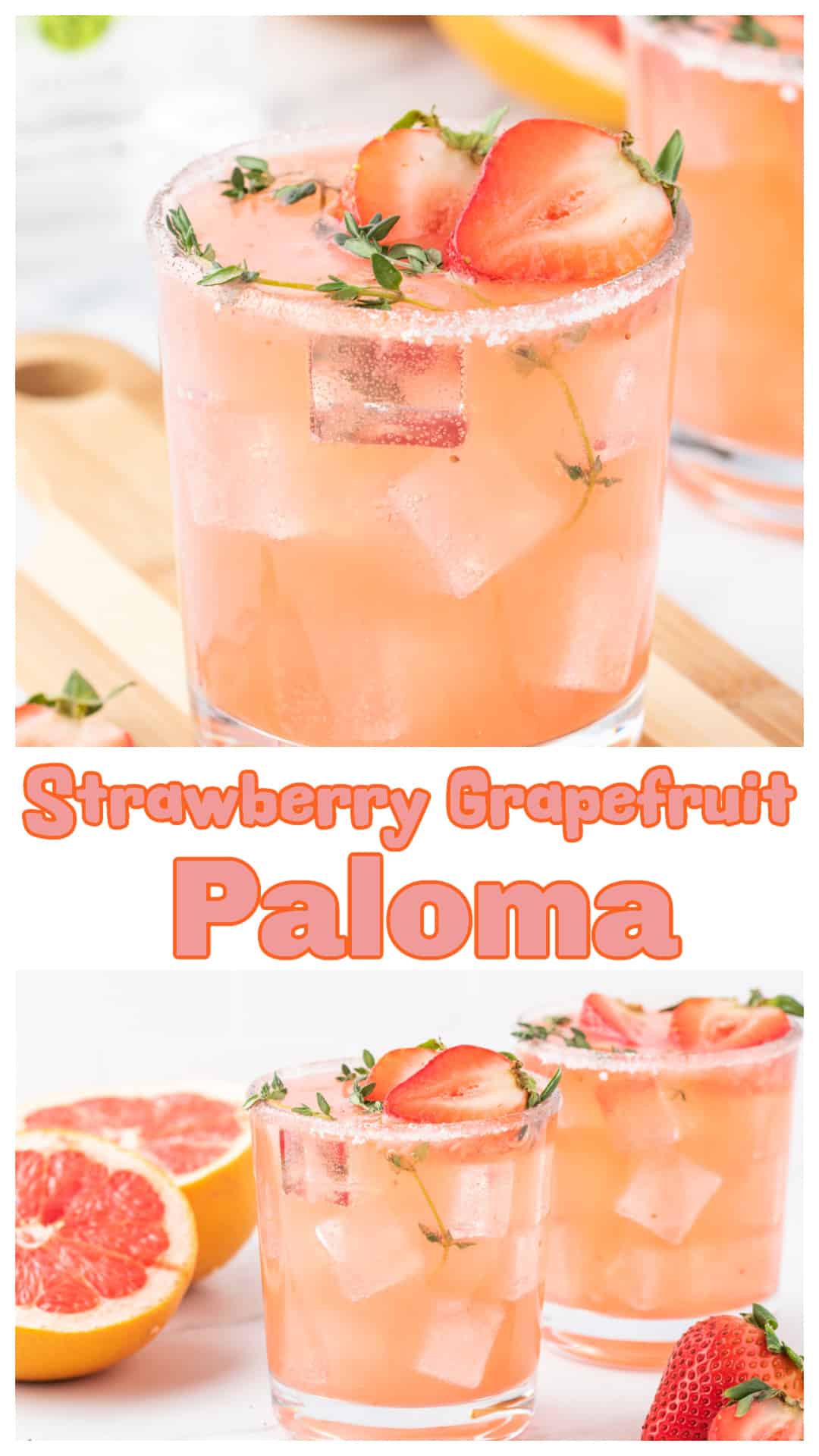 This Strawberry Grapefruit Paloma is refreshing, citrusy, and perfect for warm weather sipping. It starts with muddled strawberries and lime juice, shaken with silver tequila, then topped with bubbly grapefruit soda. The sugar-rimmed glass and thyme garnish give it a polished finish without much effort. Great for a single cocktail or scaled up for a crowd, this drink has just the right balance of sweet, tart, and fresh. via @cmpollak1