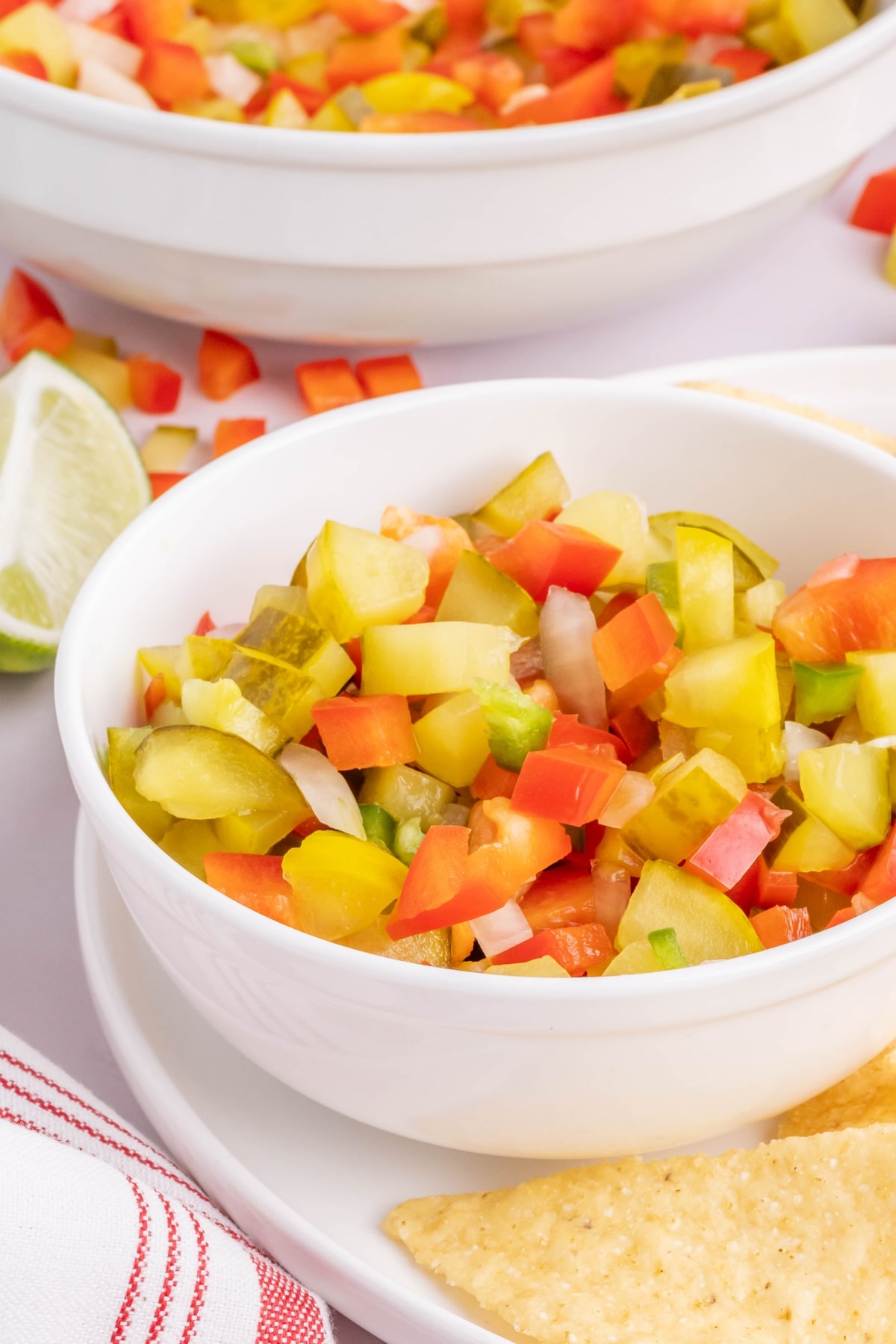 This Pickle de Gallo is all about that tangy, dill pickle kick. It packs a puckering punch that’s perfect for dunking tortilla chips or spreading on a burger. The briny, garlicky flavors just hit the spot every time. pickle de gallo