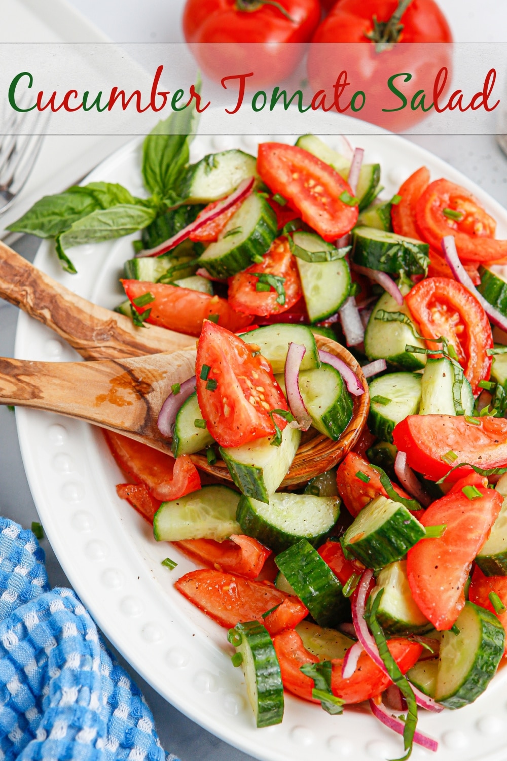 This cucumber tomato salad focuses on fresh cucumbers and tomatoes, keeping it simple and refreshing. It's finished off with a tangy homemade vinaigrette and fresh herbs that tie it all together. via @cmpollak1