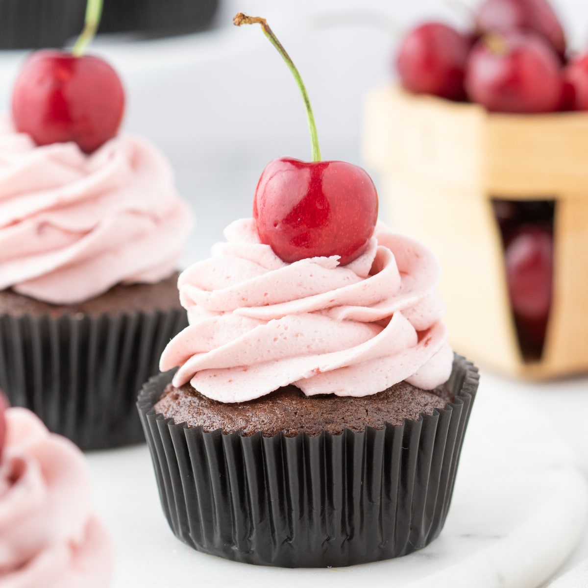 Chocolate Cherry Cupcakes with Cherry Buttercream