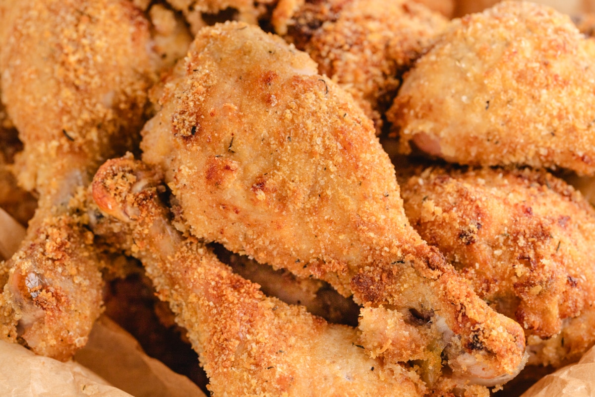 Lemonade Chicken Drumsticks Close Up close up of crispy lemonade chicken drumsticks with golden panko crust