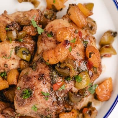 Apricot Chicken Thighs with Olives (Oven-Baked Recipe)