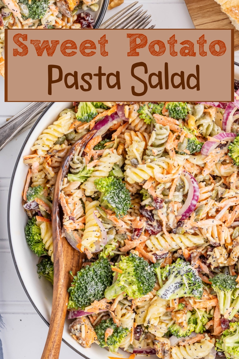With a perfect balance of sweet, savory, and a little crunch, this sweet potato pasta salad is tied together by a flavorful poppy seed dressing that makes every bite delicious. via @cmpollak1