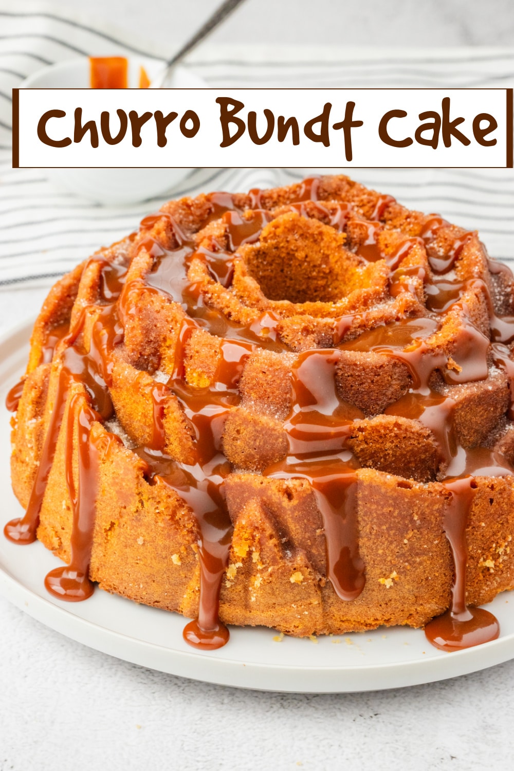 This churro Bundt cake is the ultimate dessert mashup – soft cake, cinnamon-sugar crunch, and a drizzle of rich dulce de leche. It's the perfect way to enjoy churro flavors in a whole new way. Easy to make, super indulgent, and guaranteed to impress! via @cmpollak1