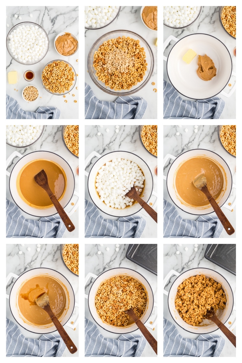 Looking for a quick and tasty snack? Try these delicious Peanut Butter Cheerio Bars. This easy recipe for Cheerios cereal bars is perfect for satisfying your sweet tooth and there isn't a better time than back-to-school season to enjoy them. cheerios cereal bar ingredients