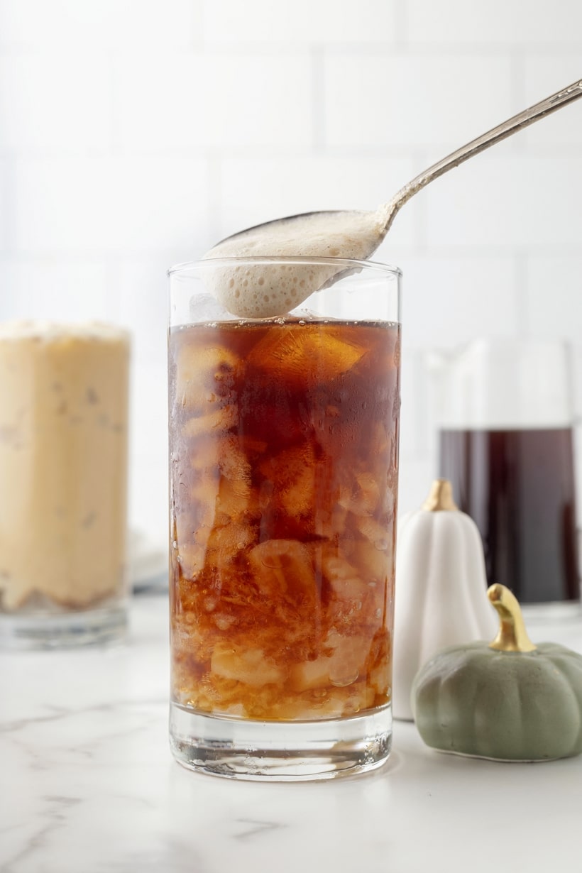 Velvety, energizing (because caffeine), and indulgently rich, my homemade version of Starbucks Pumpkin Spice Cold Brew is a match for this fall-themed coffeehouse treat. With only 6 ingredients and 5 minutes of your time, this autumn-infused, mood-boosting drink is not only quicker, but also more budget-friendly than purchasing it from the store. This copycat Starbucks recipe is the best fall drink to make at home and even makes a great fall dessert. cold brew pumpkin