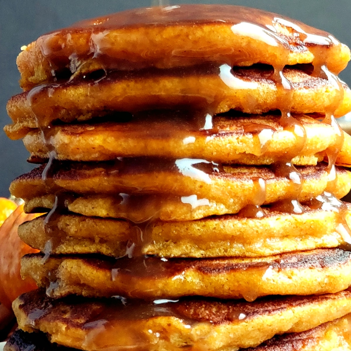 Fluffy Pumpkin Pancakes with Cinnamon Syrup
