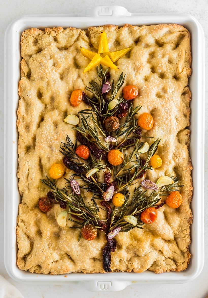 christmas tree focaccia bread