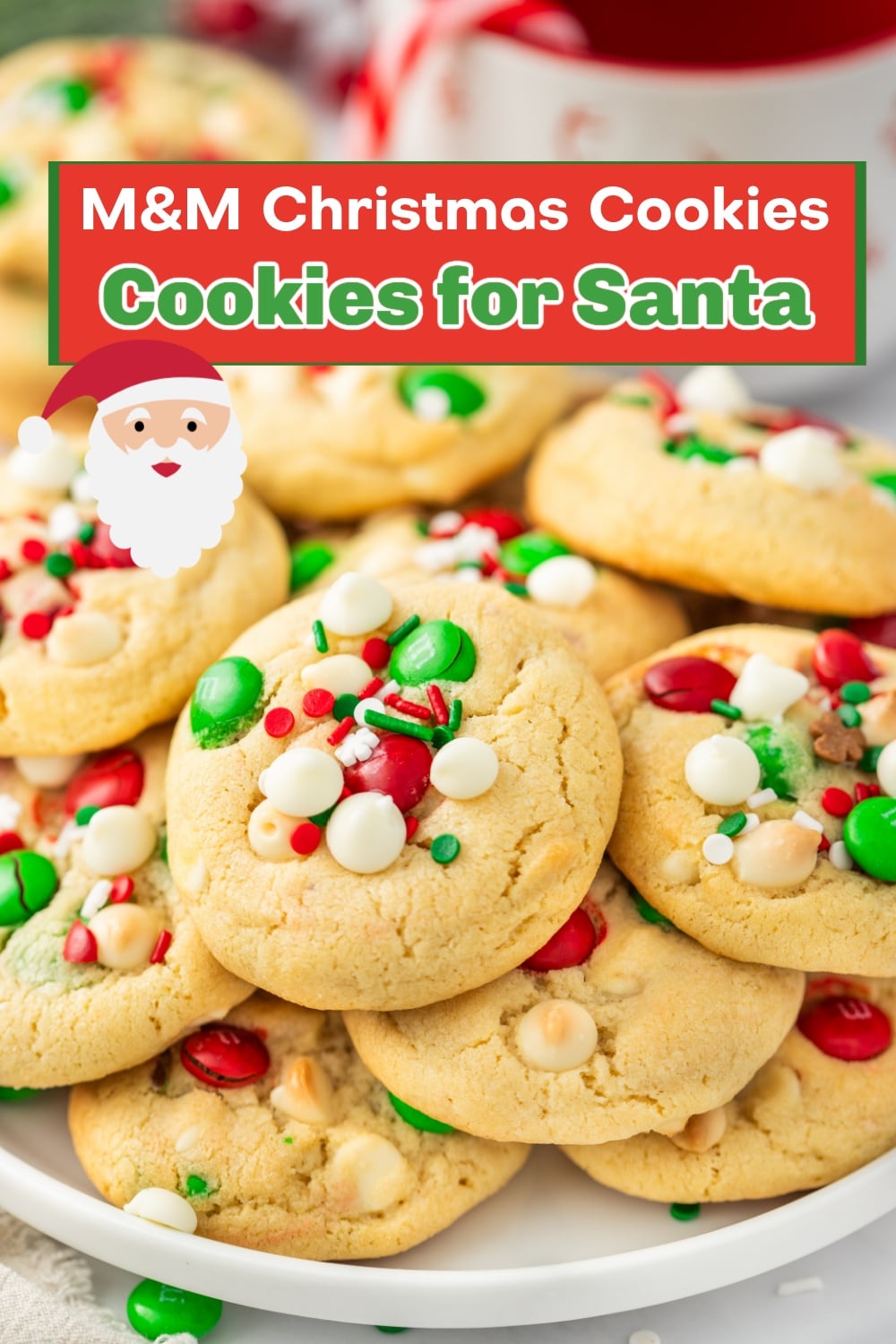 Enjoy the season with these merry cookies packed with green and red M&M's, white chocolate chips, and a flurry of holiday sprinkles. Don't forget to share the love with Santa and leave him a treat as sweet as the spirit of giving—because even the big guy deserves a taste of happiness on Christmas Eve. via @cmpollak1